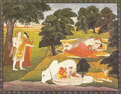 Святое семейство. 1800 г., Кангра, Пахари. Святое семейство. 1800 г., Кангра, Пахари.