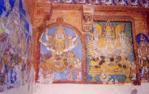 Роспись на стене у алтаря Нрисимхи в хрма Шри Рангам