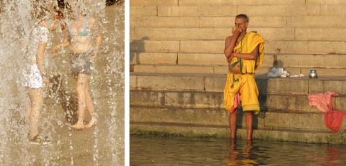 В жаркий день индийцы и белорусы плюхаются в воде