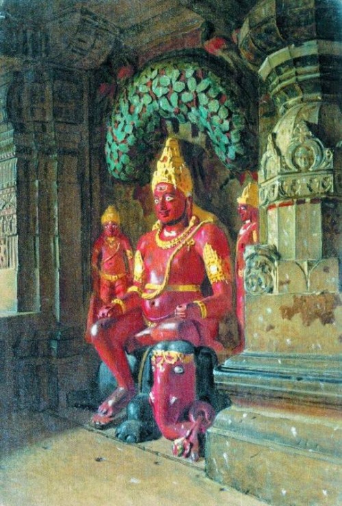 Статуя Вишну в храме Индры в Эллоре. 1874-1876