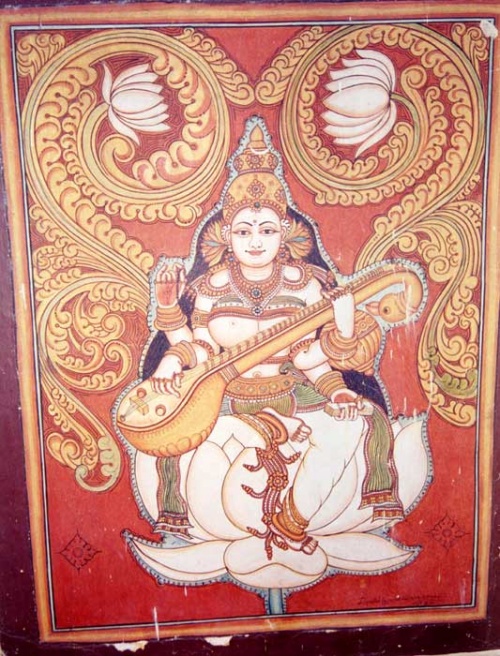 Сарасвати на стене в том же храме Сарасвати на стене в том же храме