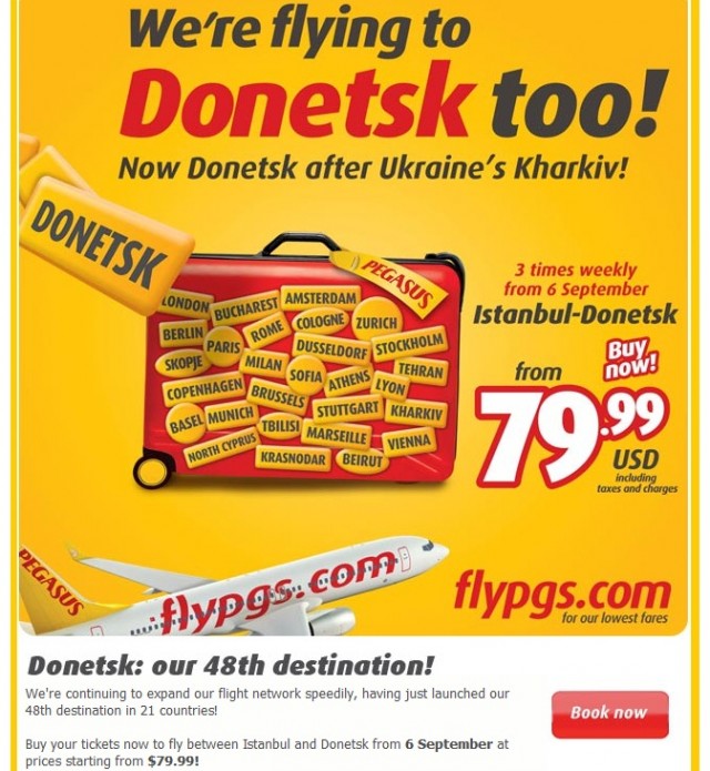 Flights to Donetsk starting from $79.99 on sale now