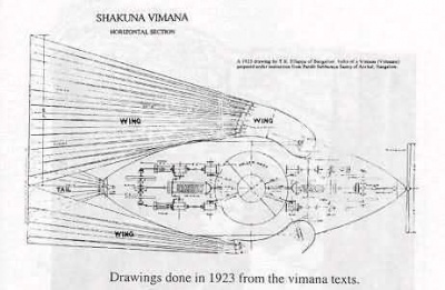 Чертёж Виманы по материалам древнего манускрипта "Vaimanika Sastra"