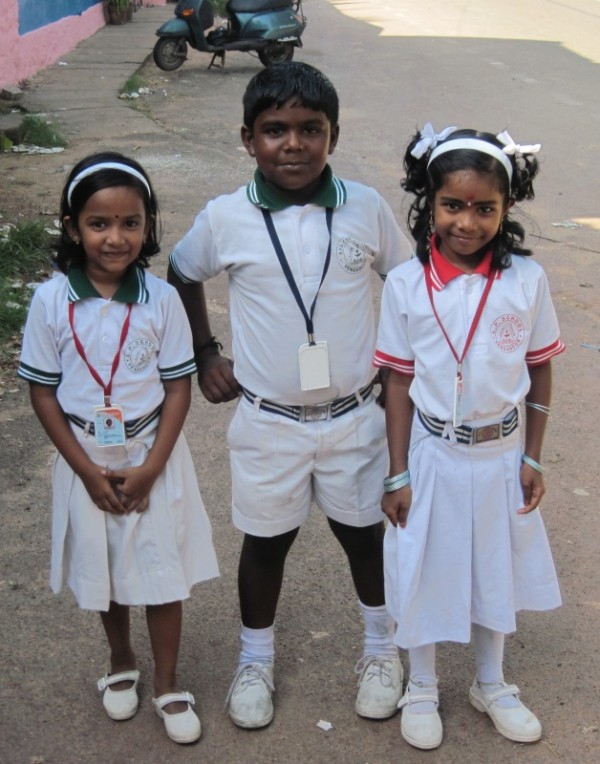 English school boy and girls