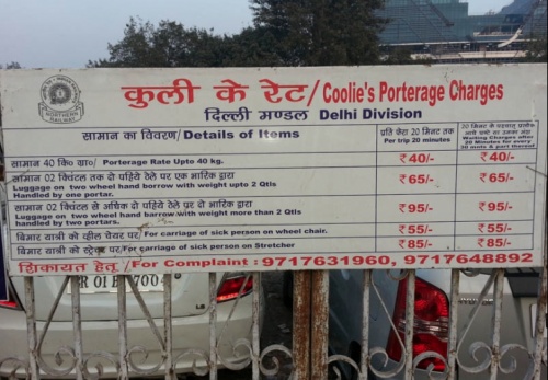 coolie tariffs New Delhi
